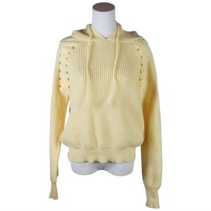 Vigoss Yellow Braided Sleeve Knit Hoodie Sweater NWT Women’s Size M